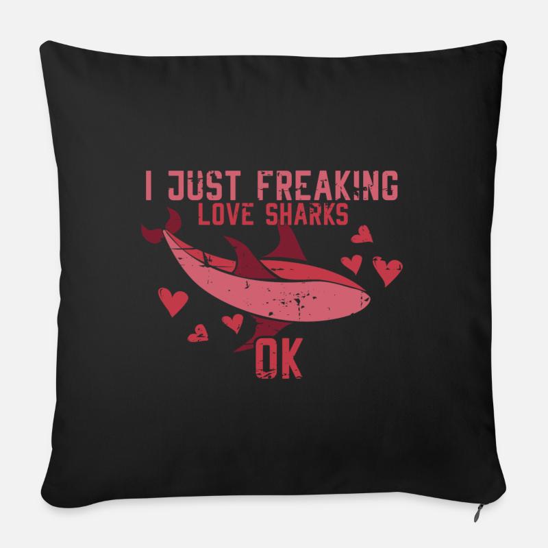 Ich habe gerade liebe Sharks Ok Geschenk - Sofakissenbezug 45 x 45 cm - Schwarz