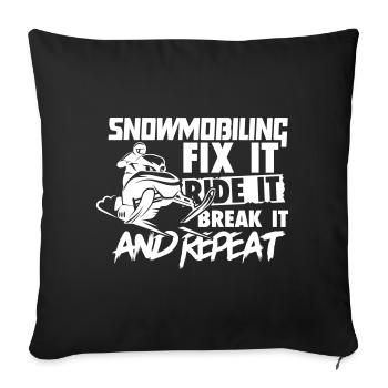 Motoneige Fix Ride Casser et répéter - Housse de coussin décorative 45 x 45 cm - noir - Devant