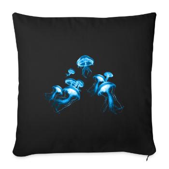 blue jellyfish - Sofa pillowcase 17,3'' x 17,3'' (45 x 45 cm) - black - Front