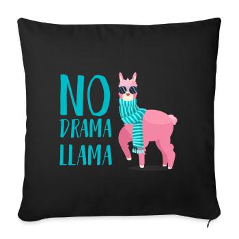 No drama Llama Lama funny - Sofa pillowcase 17,3'' x 17,3'' (45 x 45 cm) - black - Front