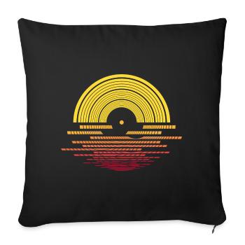 Vinyl Sunset - DJ, music and summer - Sofa pillowcase 17,3'' x 17,3'' (45 x 45 cm) - black - Front