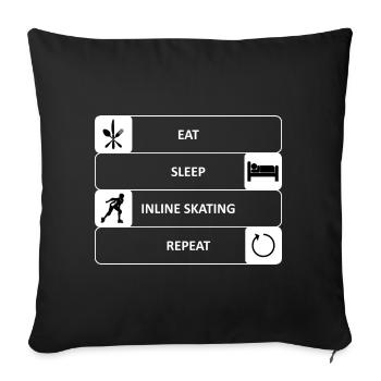 Manger, dormir, faire du roller, répéter - Housse de coussin décorative 45 x 45 cm - noir - Devant
