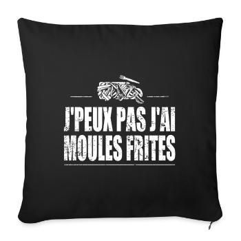 J'peux pas j'ai moules frites - Housse de coussin décorative 45 x 45 cm - noir - Devant