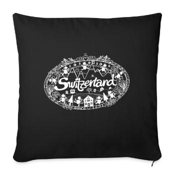 Switzerland paper cutting hand lettering - Sofa pillowcase 17,3'' x 17,3'' (45 x 45 cm) - black - Front