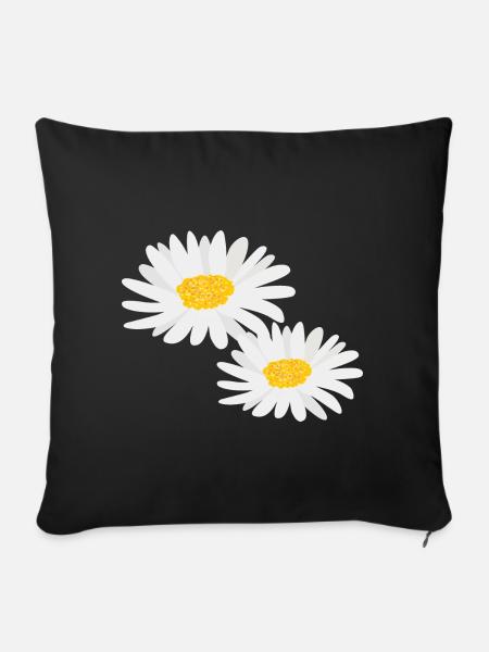 Blume Gänseblümchen - Sofakissenbezug 45 x 45 cm - Schwarz