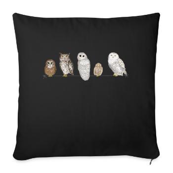 Owl friends - Sofa pillowcase 17,3'' x 17,3'' (45 x 45 cm) - black - Front