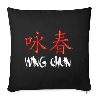 Wing chun Wingtsun caractères chinois - Housse de coussin décorative 45 x 45 cm - noir - Devant