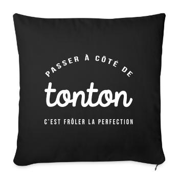 homme humour, humour, cadeau humoristique, tonton - Housse de coussin décorative 45 x 45 cm - noir - Devant