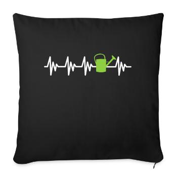 Horticultural heartbeat Watering can gardener's garden - Sofa pillowcase 17,3'' x 17,3'' (45 x 45 cm) - black - Front