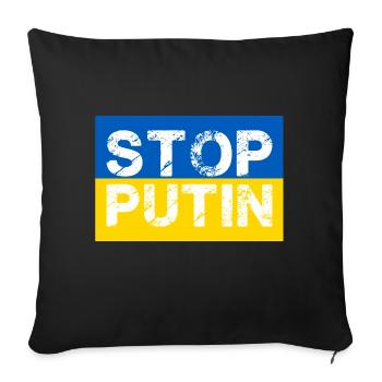 Arrêtez Poutine Guerre d’Ukraine - Housse de coussin décorative 45 x 45 cm - noir - Devant