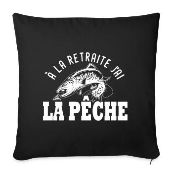 a la retraite Cadeau Humour pêche peche - Housse de coussin décorative 45 x 45 cm - noir - Devant