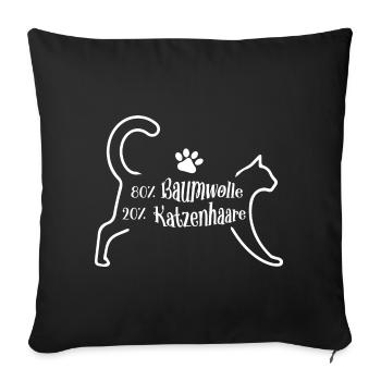 80% cotton 20% cat hair - Sofa pillowcase 17,3'' x 17,3'' (45 x 45 cm) - black - Front