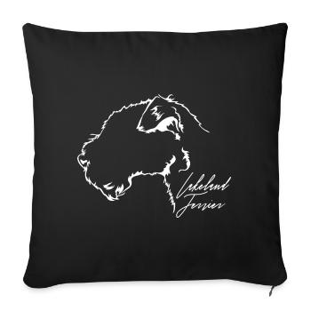LAKELAND TERRIER Profil Chiens Wilsigns - Housse de coussin décorative 45 x 45 cm - noir - Devant