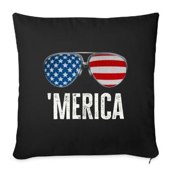 Merica USA Patriot Sonnenbrille Lustiges Geschenk - Sofakissenbezug 45 x 45 cm - Schwarz - Vorne