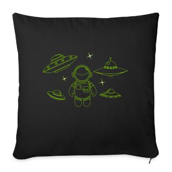 Space grün-transparent - Sofakissenbezug 45 x 45 cm - Schwarz - Vorne