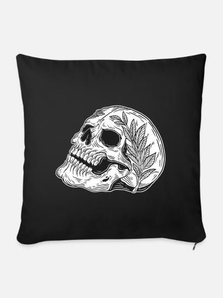 Schädel Skull Horror Skelett Halloween Metall - Sofakissenbezug 45 x 45 cm - Schwarz