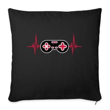 Pulse Heartbeat Retro Gamer - Housse de coussin décorative 45 x 45 cm - noir - Devant