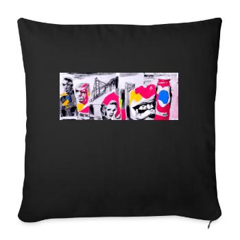 Retro Pop Art 80 Jahre Design - Sofakissenbezug 45 x 45 cm - Schwarz - Vorne