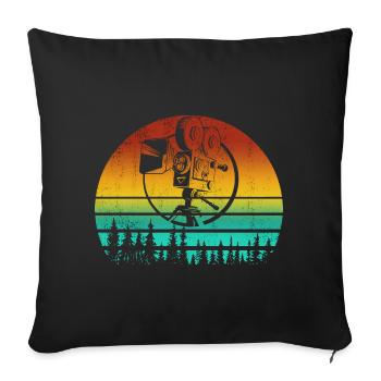 Retro Camera Film Cinema Filmmaker - Sofa pillowcase 17,3'' x 17,3'' (45 x 45 cm) - black - Front