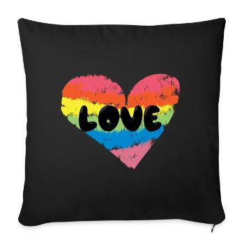Cœur LGBT Amour Arc-en-ciel Droits Homosexuels - Housse de coussin décorative 45 x 45 cm - noir - Devant
