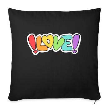 "Love" rainbow lettering - Sofa pillowcase 17,3'' x 17,3'' (45 x 45 cm) - black - Front