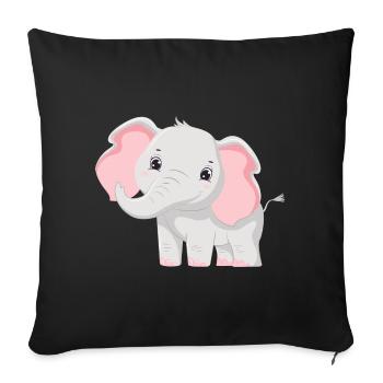 Elephant Family Mother Baby T-Shirt - Sofa pillowcase 17,3'' x 17,3'' (45 x 45 cm) - black - Front