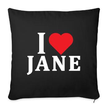 t-shirt I love Jane t-shirt Idée cadeau - Housse de coussin décorative 45 x 45 cm - noir - Devant