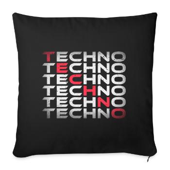 Techno Rave Festival Electro Musik Raver - Sofakissenbezug 45 x 45 cm - Schwarz - Vorne