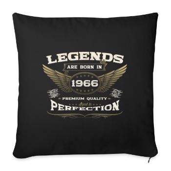 57e anniversaire légende né en 1966 homme cadeau - Housse de coussin décorative 45 x 45 cm - noir - Devant