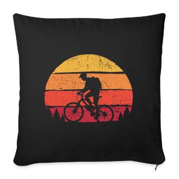 Silhouette du coucher de soleil du cycliste jumeau - Housse de coussin décorative 45 x 45 cm - noir - Devant