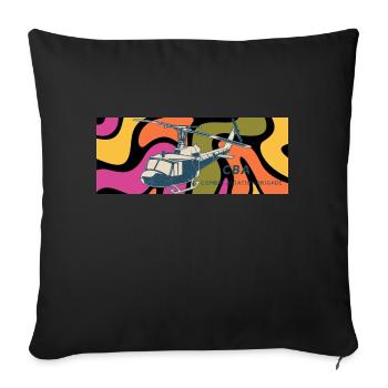 Hélicoptère cadeau vintage - Housse de coussin décorative 45 x 45 cm - noir - Devant