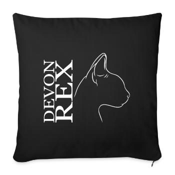 Devon Rex Profile Cat Cat Wilsigns - Sofa pillowcase 17,3'' x 17,3'' (45 x 45 cm) - black - Front