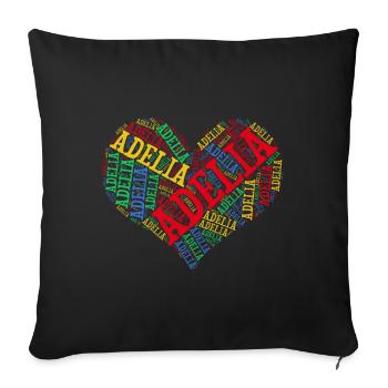 t-shirt Adelia word cloud coeur idée cadeau - Housse de coussin décorative 45 x 45 cm - noir - Devant