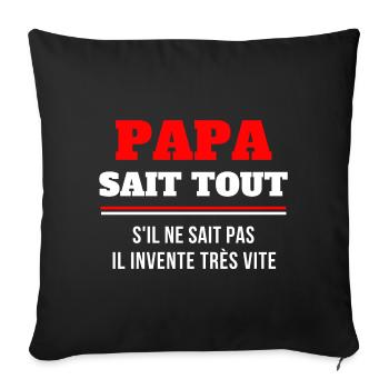 papa, dad, meilleur papa, super papa - Housse de coussin décorative 45 x 45 cm - noir - Devant
