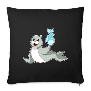 Poisson phoque - Housse de coussin décorative 45 x 45 cm - noir - Devant