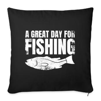 A great day of fishing - Sofa pillowcase 17,3'' x 17,3'' (45 x 45 cm) - black - Front
