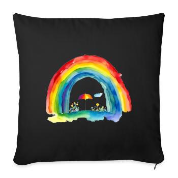 Regenbogen - Sofakissenbezug 45 x 45 cm - Schwarz - Vorne