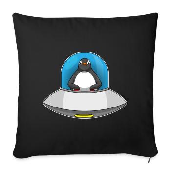 Penguin Spaceship Space - Housse de coussin décorative 45 x 45 cm - noir - Devant