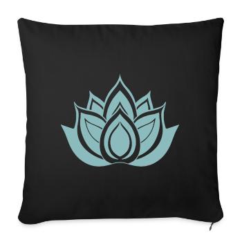 fleur de lotus bleu - Housse de coussin décorative 45 x 45 cm - noir - Devant