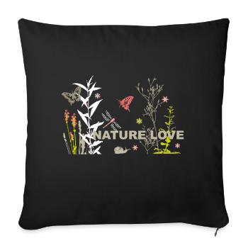Nature Love Meadow with Insects - Sofa pillowcase 17,3'' x 17,3'' (45 x 45 cm) - black - Front