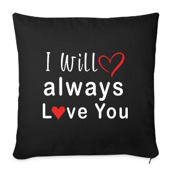 Je t’aimerai toujours Heart Design - Housse de coussin décorative 45 x 45 cm - noir - Devant