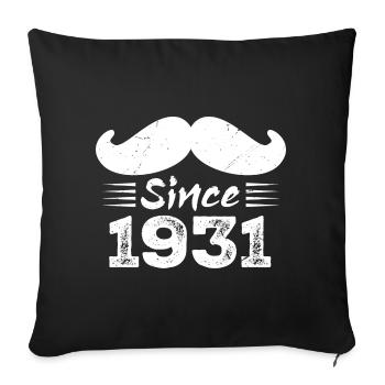 Cadeau 93e Anniversaire - Vintage 1931 Moustache - Housse de coussin décorative 45 x 45 cm - noir - Devant