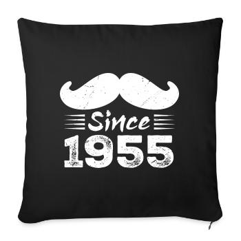 Geschenk zum 69. Geburtstag - Vintage 1955 Schnurrbart - Sofakissenbezug 45 x 45 cm - Schwarz - Vorne