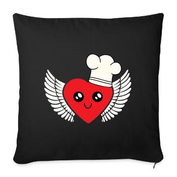 Chef heart heavenly cooking host cook - Sofa pillowcase 17,3'' x 17,3'' (45 x 45 cm) - black - Front