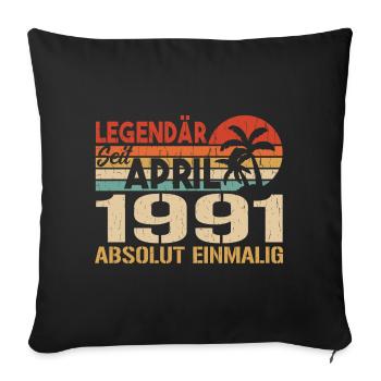 Né En Avril 1991 Drôle D’anniversaire Rétro - Housse de coussin décorative 45 x 45 cm - noir - Devant