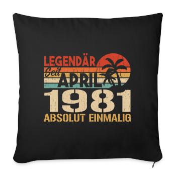 Né En Avril 1981 Drôle D’anniversaire Rétro - Housse de coussin décorative 45 x 45 cm - noir - Devant