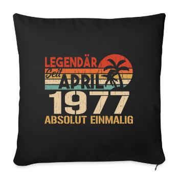 Né en avril 1977 Drôle d’anniversaire Rétro - Housse de coussin décorative 45 x 45 cm - noir - Devant