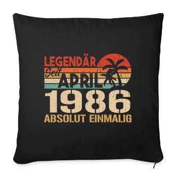 Né en avril 1986 Anniversaire drôle rétro - Housse de coussin décorative 45 x 45 cm - noir - Devant