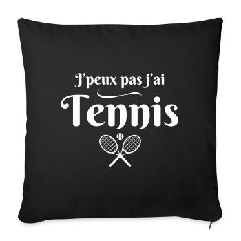 tennis, fan de tennis, raquette de tennis - Housse de coussin décorative 45 x 45 cm - noir - Devant