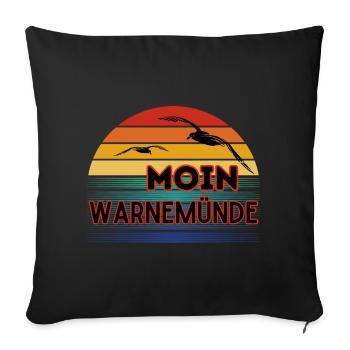 Moin Warnemünde avec mouette dans un style rétro - Housse de coussin décorative 45 x 45 cm - noir - Devant